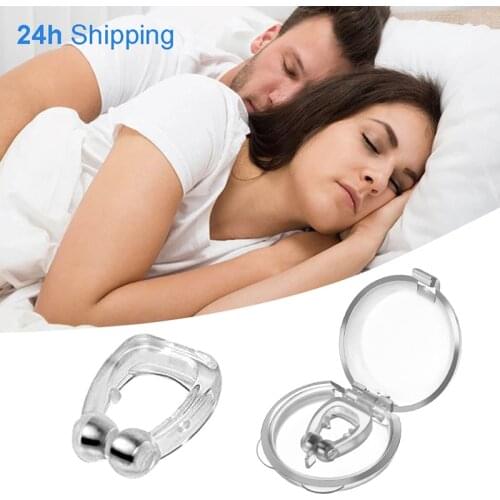 Silicone Magnetic Anti Snore Stop Snoring Nose Clip Sleep Tray Sleeping Anti Snoring Aid Apnea Guard Night Device With Case