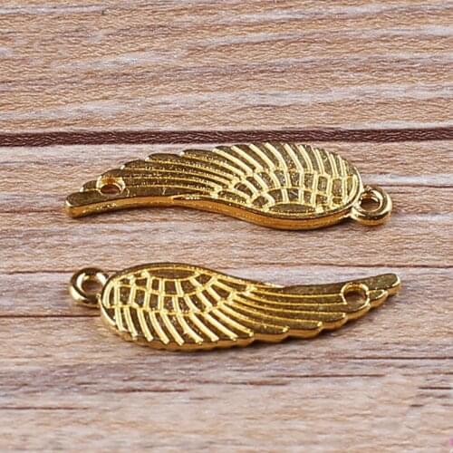 High quality 20 PCS/Lot 31mm*10mm jewelry handmade alloy shiny gold angel wings charms