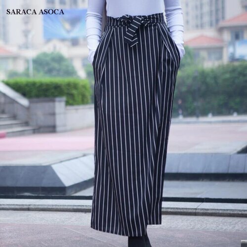 Fashion Striped Long Bust Skirt Muslim Women All Match Plus Size Ankle-length High Waist Straight Skirt Student Girls