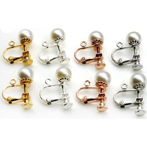 10pc Brass Screw Ear Clip no piercing Earring Settings Rotate Pads Earring Findings Base Blank Bezel For Jewelry Making Supplies