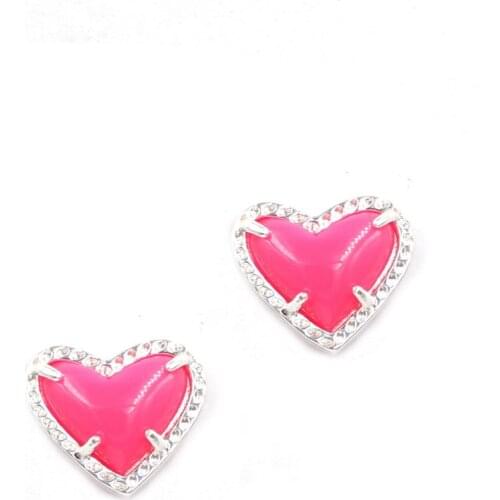 High Quality heart Resin Druzy Colored Gem Stone Geometric Dangle Earrings for Women