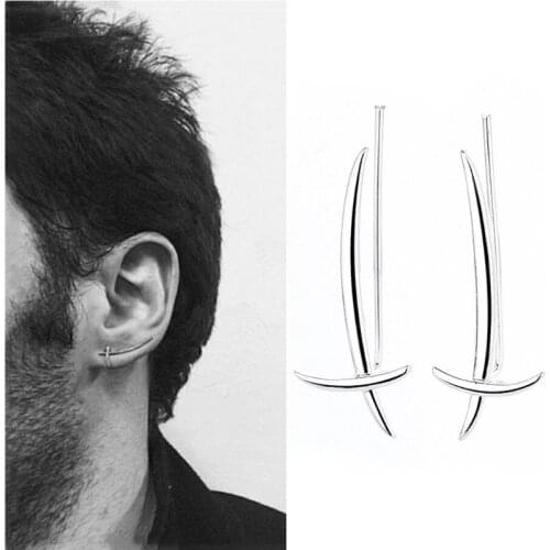 Women Gothic Punk Cross Sword Earrings Women Jackets Geometric Sword Ear Climbers Simple Stud Earrings Fashion Jewelry