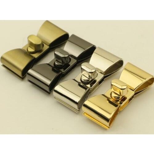 1 Set Tie Shape Clasp Turn Bag Lock Twist Locks DIY Leather Handbag Purse Lock Women Bag Hardware Metal Bag Accessories