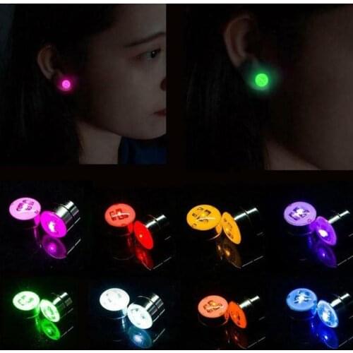 1 Pair Of Luminous Flash LED Flashing Earrings For Men And Women Holiday Jewelry Party Magnet Earrings Prom Accessories Gift