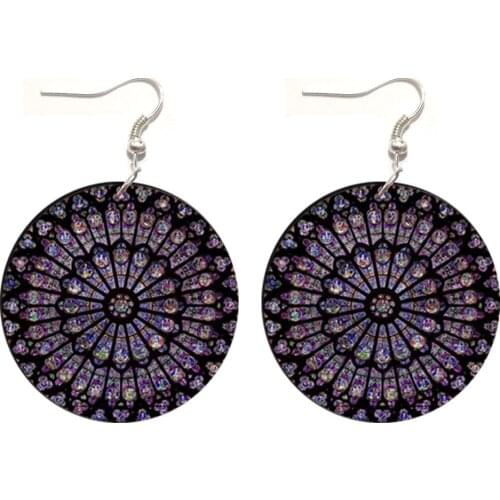 1Pair Rose Window Notre Women Drop Earrings Stainless Steel Earring Jewelry For Womens Gift Fashion Lady Charm Big Earrings