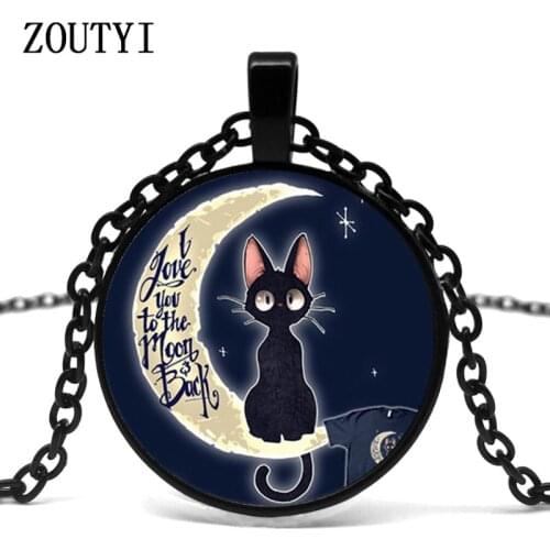 2018/ I love you to the moon and back glass pendant necklace charm gift for the best friend space celestial moon star