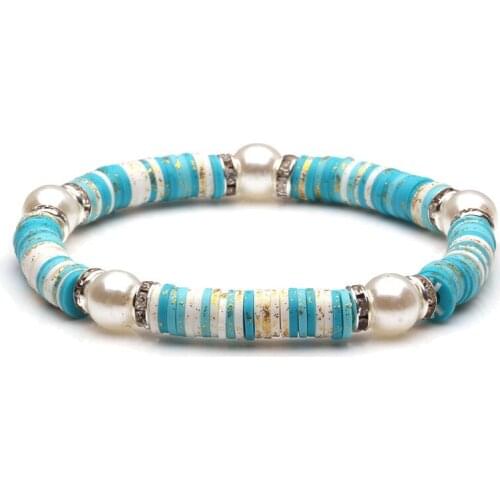 2020 New pearl Beach folk wind manual mixed color crystal soft pottery bracelet for women