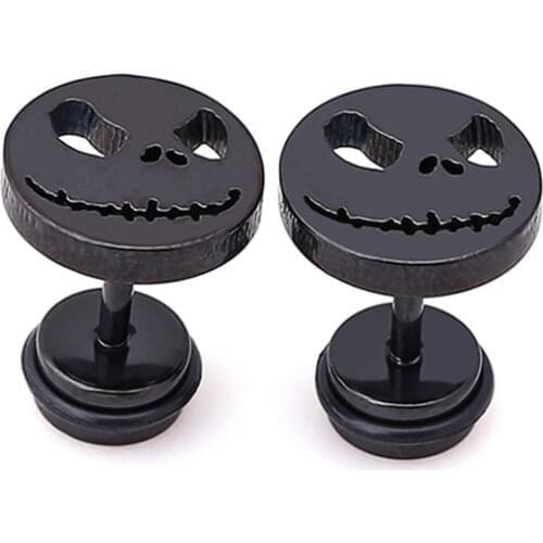 2020 Trend Skull Earring Evil Smile Stud Earrings Halloween Skeleton Piercing Jewelry with Jack Skellington Face for Men Unisex