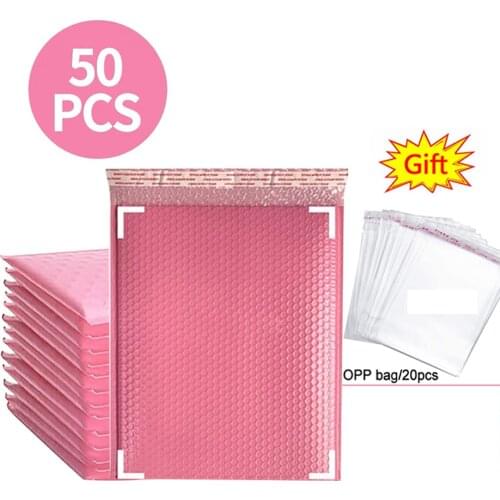 50pcs+Gift Mailer Poly Bubble Padded Mailing Envelopes for Mailer Gift Packaging Self Seal Bag Bubble Padding Pink Shipping Toys