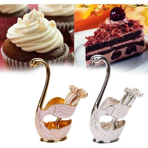 6Pcs Tableware Spoon+Swan Shaped Base For Dessert Coffee Home Decoration Creative Spoon Tea-spoon Fashion Tableware Hot Sale