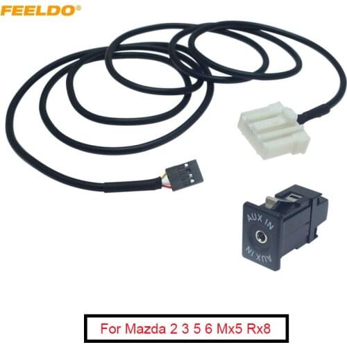 FEELDO 1PC Automotive 32-Pin Aux-In Audio Cable Socket Interface Music AUX Adapter For Mazda 2 3 5 6 Mx5 Rx8 2 3 5 6 Cx-7 Cx-9
