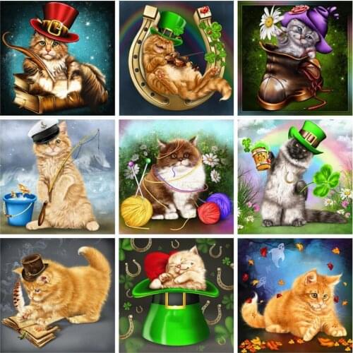 AZQSD Diamond Painting 5d Cat Cross Stitch Embroidery Sale Animal Diy Gift Picture Of Rhinestones Home Decor Needlework