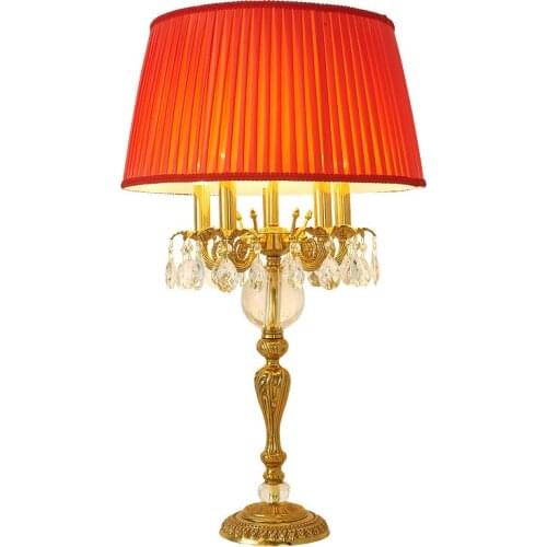 Free Shipping European Modern Copper Table Lamp Luxury Crystal Table Lamp European Style Bedroom Bedside Lighting Fixture Lamp