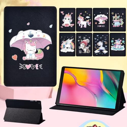 Flip Tablet Case for Samsung Galaxy Tab A A6 7" 9.7" 10.1" 10.5"/Tab E 9.6"/Tab A7 10.4" New Unicorn Series Cover Case + Stylus