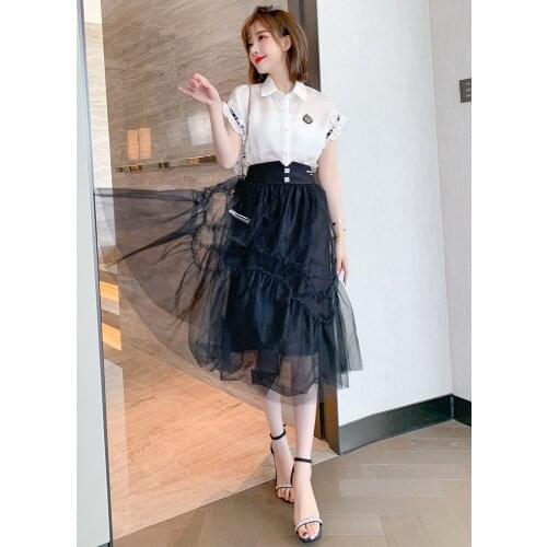 Black fungus edge stitching nail bead decoration summer new commuter pure color shirt