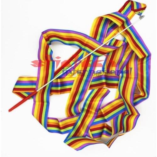 By dhl or ems 500pcs Newly Best design 4M Gym Dance Ribbon Rhythmic Art Gymnastic Streamer Twirling