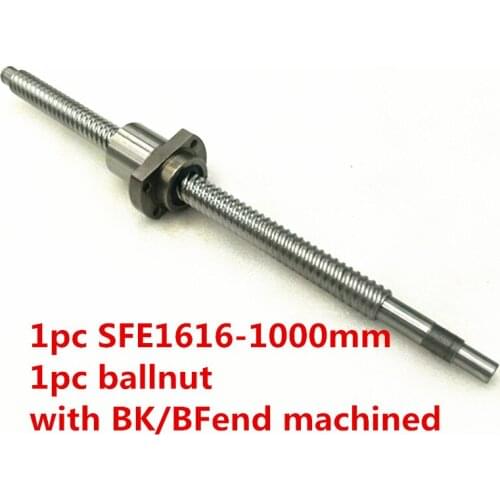 Dia:16mm Lead:16mm Rolled Ballscrew 1pcs SFE1616 High lead Ball screw L=1000mm+1pcs single ballnut with BK/BF12 end processing