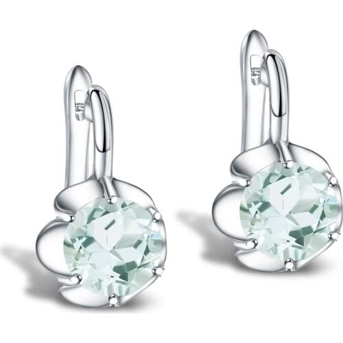 GEMS BALLET 5.47Ct Natural Green Amethyst Stud Earrings 925 Sterling Silver Gemstone Earrings For Women Wedding Fine Jewelry