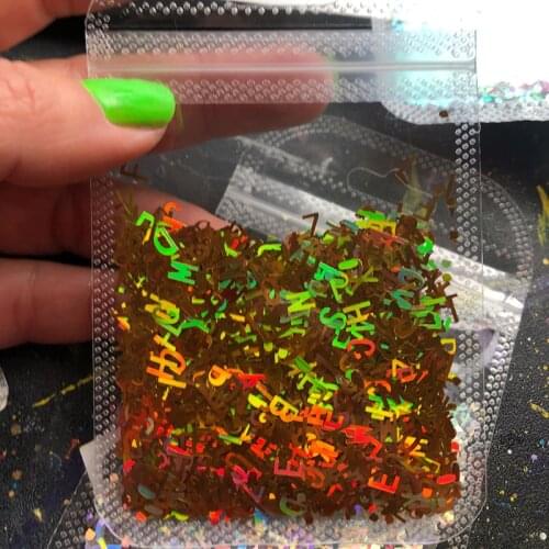 11 Colors Alphabet Holographic Laser- Letters Chunky Glitter Epoxy Resin Festival Chunky Letters Mixed Sequins 10g