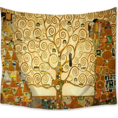 Oil Painting Art Tree of Life Tapestry Wall Hanging Tapestries Bedspread Art Decor Blanket Throw Towel Window Curtain Yoga Mat