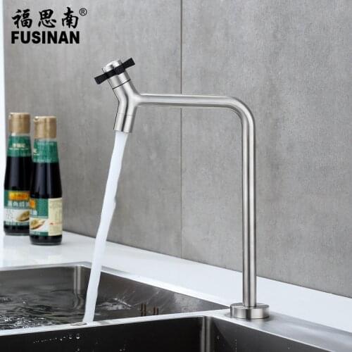 Kitchen accessories 304 stainless steel kitchen single cold water faucet wash basin sink sink single faucet suitable for kitchen