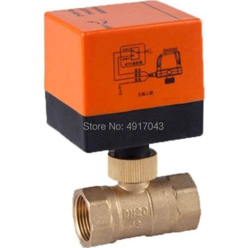 Free shipping Electric Motorized Brass Ball Valve 2 Way 3-Wire with Actuator DN15 DN20 DN25 DN32 DN40 AC 220V