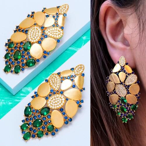 Missvikki High Quality Retro Vintage golden Dangle Earrings For Bridal Women Girl Daily Party Fashion Earrings ZIRCON Jewelry