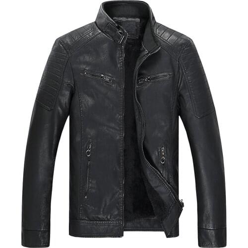 Men Motorcycle Leather Jackets Coats Winter Male Solid Color High Quality Faux PU Jacket Coat Mens Casual Leather Jackets