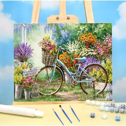 Flower Bicycle DIY Painting By Numbers Package Oil Paints 40*50 Paiting By Numbers Home Decor Crafts Adults Handicraft Art