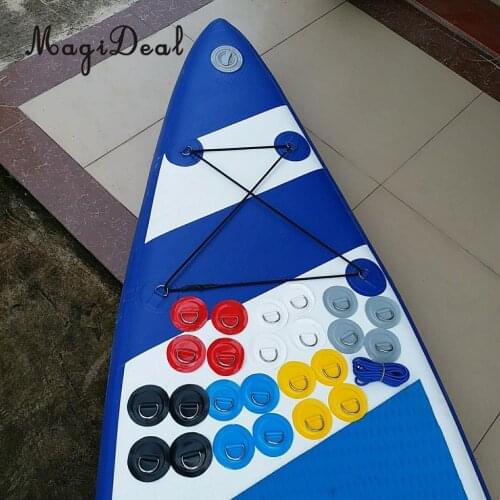 4Pcs PVC Inflatable Boat Stand up Paddleboard Stainless Steel D-ring Round Patch Pad & Elastic Shock Cord - Various Colors