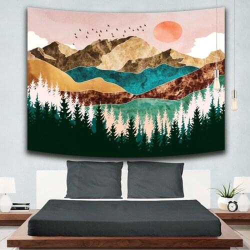 Sun Moon Mountains Wall Hanging Tapestries Wall Tapestry Beach Mat Travel Blanket Yoga Mats Home Carpet