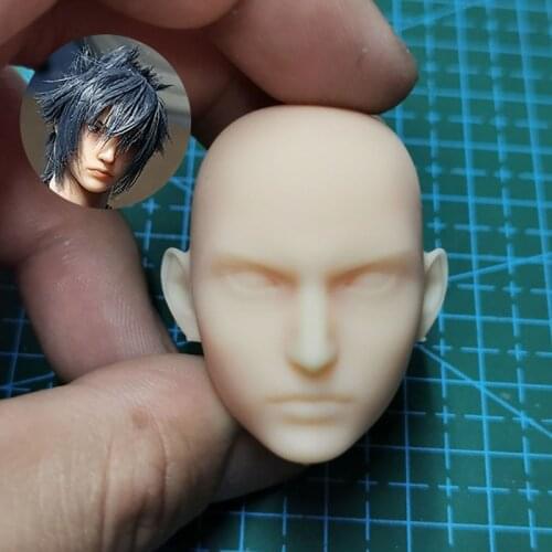Unpainted 1/6 Noctis Head Sculpt Model PVC Male Soldier Head Carving Fit 12'' Action Figure Body for Fans DIY