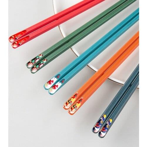 BalleenShiny 5 Pairs of Japanese-style Pointed Alloy Chopsticks Anti-slip Family Chopsticks For One Person And One Chopsticks