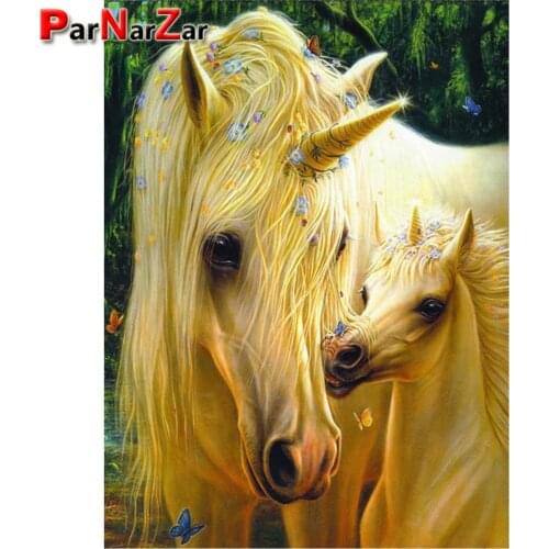 ParNarZar Golden Unicorn Diamond Painting Full Drill Kits Rhinestone Cross Stitch Picture Crafts for Home Wall Decor