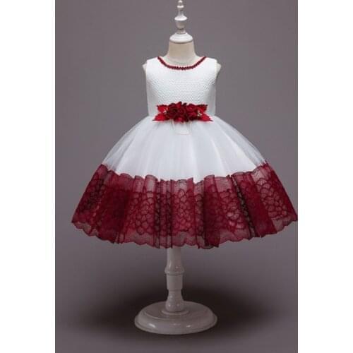 Girls princess dress dress 2021 new children rose applique tutu skirt gradient color skirt flower girl dress