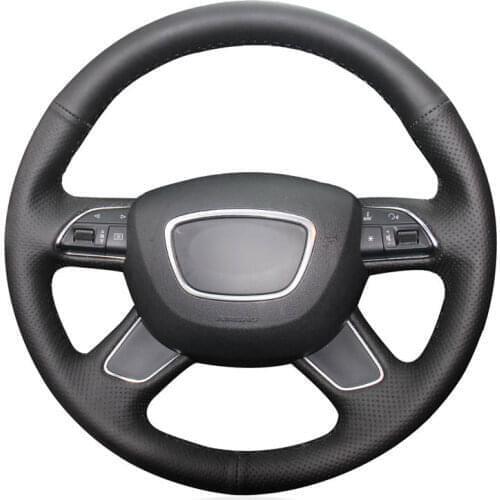 Hand-stitched Black Genuine Leather Car Steering Wheel Cover for Audi A3 8V Sportback A4 B8 Avant A6 C7 A8 D4 Q3 8U Q5 8R Q7