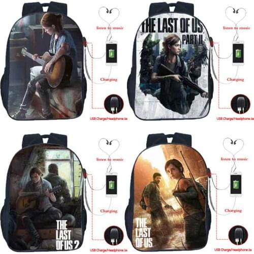 The Last of Us:Part II Backpack Men Women USB Charge Teens Daily Rucksack Boys Girls Joel Ellie School Bag Students Bookbag