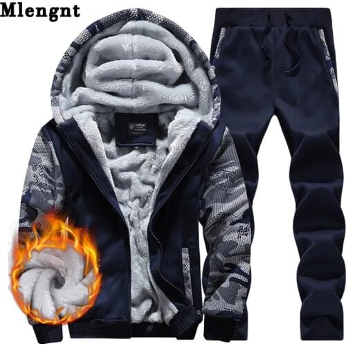 S-5XL Men Baggy Sweatshirt Set For Autumn Winter Warm Fleece Casual Tracksuit Varsity Streetwear Stretch Classic Hoodie Jacket