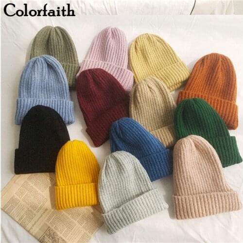Colorfaith 2021 New Autumn Winter Womens Hats Beanie Knitted Hat Warm Pretty Fashionable Vintage Elegant Wild Ladies Cap H813