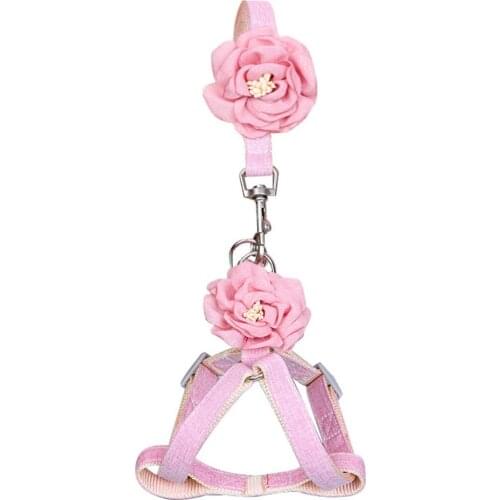Pet Dog Camellia Harness and Leash Chihuahua Fashion Harness for Small Dog Adjustable Walking Puppy Accessories