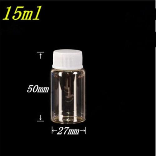 27x50x14mm 15ml Glass Bottles With Plastic Cap Transparent Small Empty Bottles Jars Cosmetic Containers 50pcs