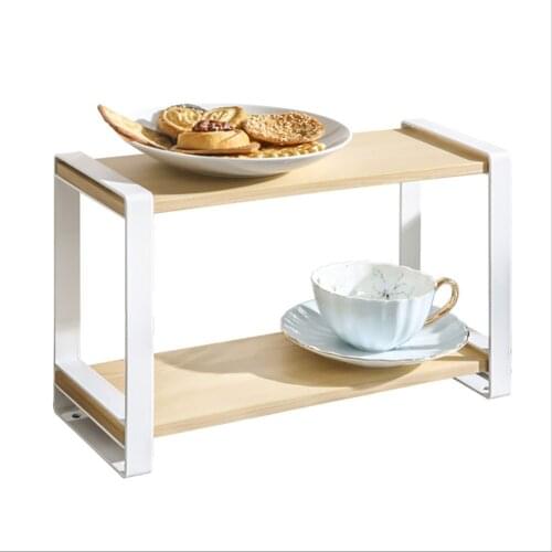 Kitchen Bathroom Storage Rack 2 Tier Wooden Shelf Organizer Buffet Spice Jars Bottle Cups Holder Display Book Shelves