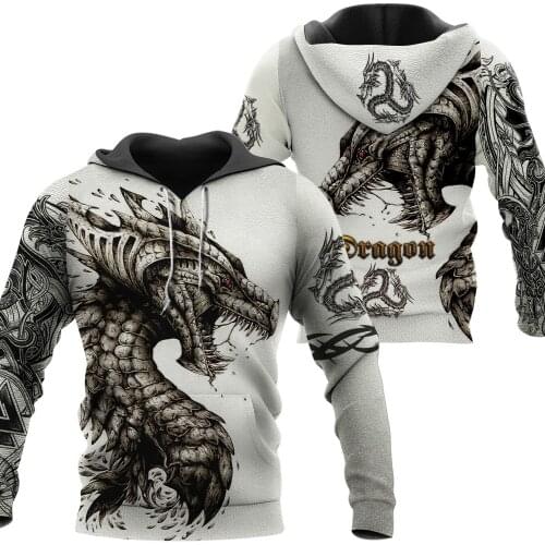 Tattoo and Dungeon Dragon 3D Printed Unisex Deluxe Hoodie Men Sweatshirt Streetwear Zip Pullover Casual Jacket Tracksuit KJ0277