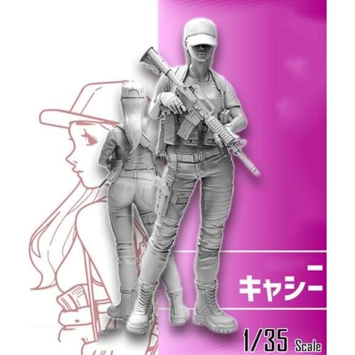 Unassambled 1/35 modern girl stand Resin figure miniature model kits Unpainted