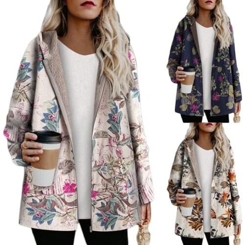 Vintage Plush Fluffy Coats Women Hoodies Coat Zip Up Outerwear Jacket Plus Size Chaqueta Long Sleeve