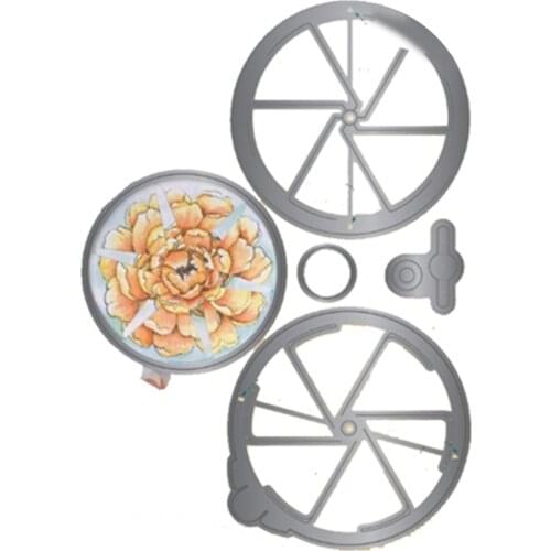 Magic Window Slider Card Cutting Dies 5PCS SET Slot Spin Vintage Frames Cutting Dies Stamps for DIY Scrapbooking Cards C66