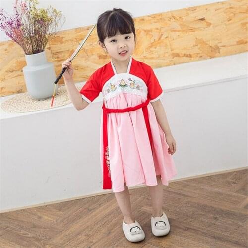 Hanfu cheongsam skirt 2020 hot sale spring and summer children Hanfu girl ethnic style embroidery printing costumes ципао
