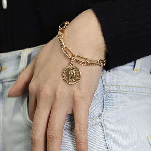 Trend Lucky Pendant Bracelet Female Fashion Wild Niche Design Geometric Double-layer Girlfriends Couple Chain Punk Jewelry Gift