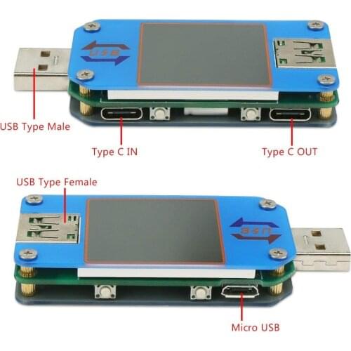 LCD Type-C USB Voltmeter 2.0 Ammeter Voltage UM25 UM25C for APP Current Meter Battery Charge Measure Cable Resistance Tester