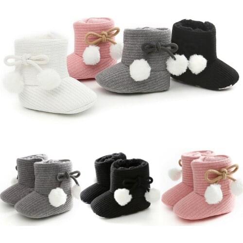 Newborn Toddler Baby Girls Snow Shoes Winter Boots Fashion Balls Tassel Cotton Plush Soft Warm Boots Infant Baby Shoes Prewalker